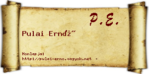 Pulai Ernő névjegykártya